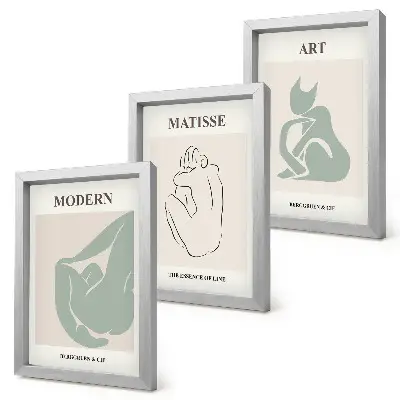 Abstrakte Figuren in Pastelltönen von Henri Matisse Bilderset mit Rahmen