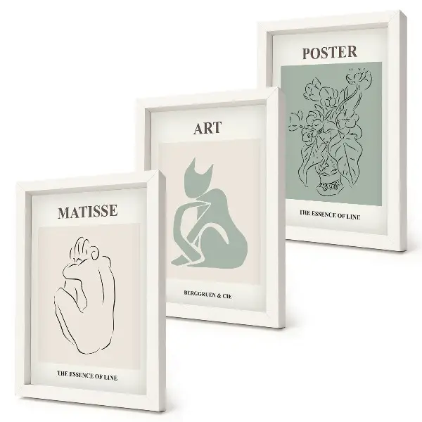 Bilderwand mit Plakaten in Beige- und Grüntönen von Henri Matisse