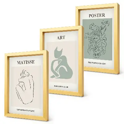 Bilderwand mit Plakaten in Beige- und Grüntönen von Henri Matisse