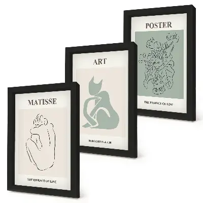 Bilderwand mit Plakaten in Beige- und Grüntönen von Henri Matisse