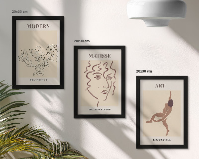 Bilderset mit rahmen Stilvolle Grafiken mit Blumen, Gesichtern und menschlichen Figuren