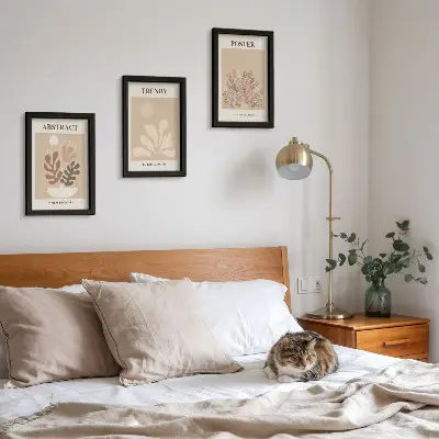 Fotowand mit Pflanzenmotiven in Beige- und Brauntönen