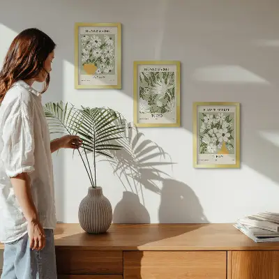 Bilderwand mit floralen Motiven aus London Tokio und Dublin