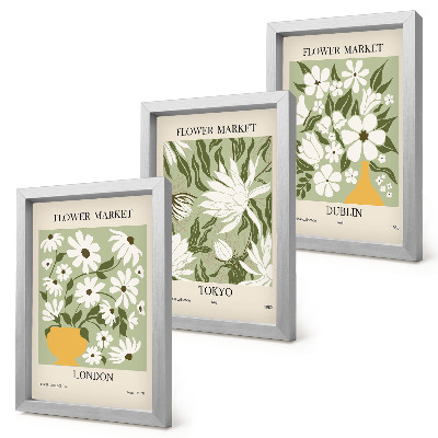 Bilderwand Blumenposterdesigns London Tokio Dublin