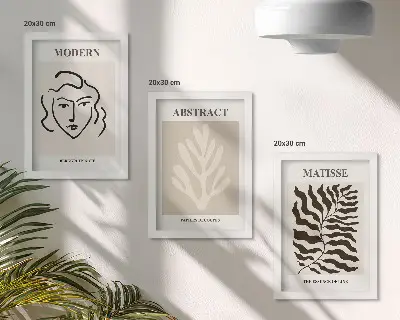 Fotowand mit Henri Matisse Illustrationen von Gesichtern und Blättern