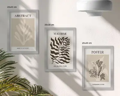 Bilderwand mit Pflanzenmuster in Beige- und Brauntönen