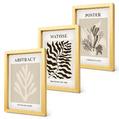 Bilderwand mit Pflanzenmuster in Beige- und Brauntönen