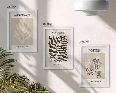 Bilderwand mit Pflanzenmuster in Beige- und Brauntönen