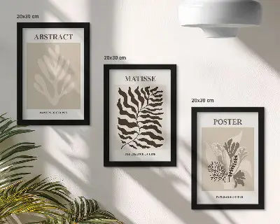 Bilderwand mit Pflanzenmuster in Beige- und Brauntönen