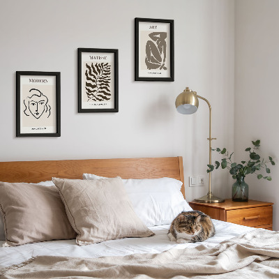 Bilderwand Stilvolle Grafiken mit Linien und Figuren in neutralen Farben