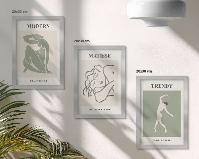 Bilderset mit rahmen Stilvolle Charaktere in minimalistischen Formen und Farben