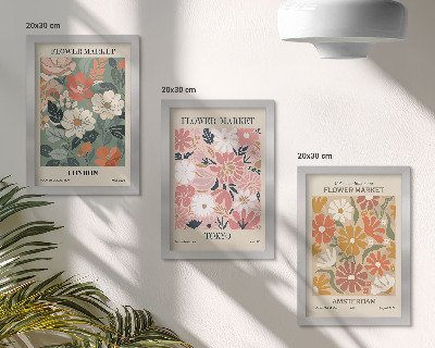 Bilderwand Poster mit Blumenmustern: London, Tokio und Amsterdam