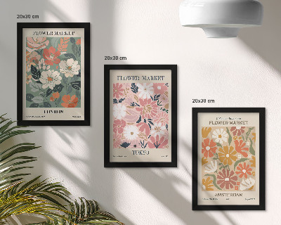 Bilderwand Poster mit Blumenmustern: London, Tokio und Amsterdam