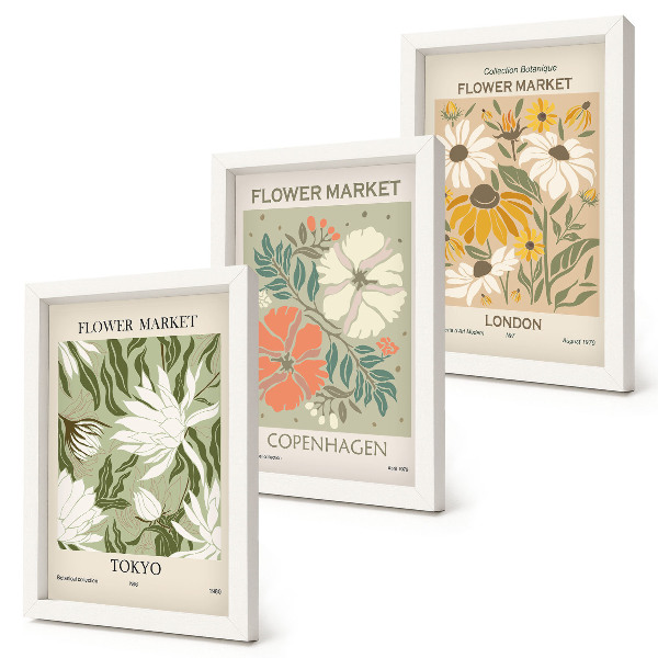 Bilderset mit rahmen Blumenmotive aus verschiedenen Städten der Welt