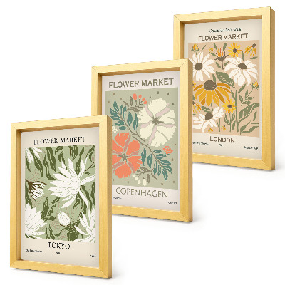 Bilderset mit rahmen Blumenmotive aus verschiedenen Städten der Welt
