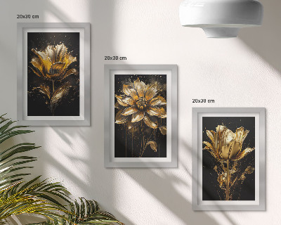 Fotowand Blumen in Gelbtönen auf dunklem Hintergrund