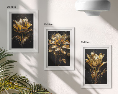 Fotowand Blumen in Gelbtönen auf dunklem Hintergrund