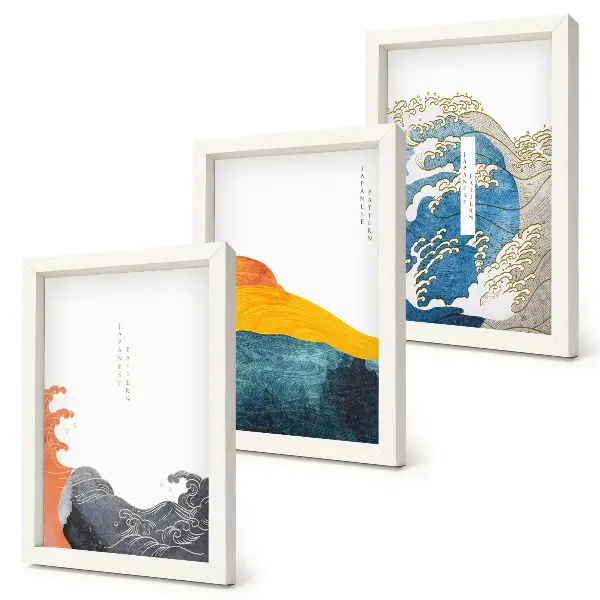 Bilderwand mit Wellen im japanischen Grafikstil
