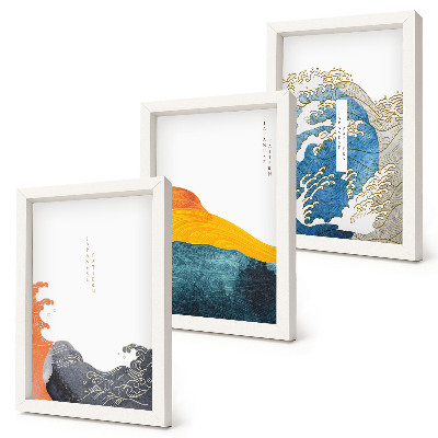 Bilderwand Wellen im japanischen Grafikstil