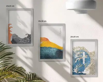 Bilderwand mit Wellen im japanischen Grafikstil