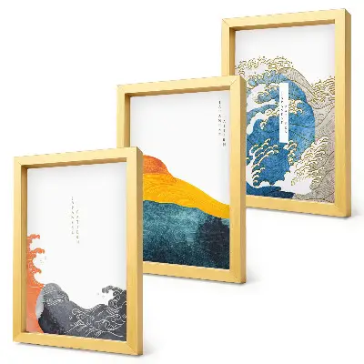 Bilderwand mit Wellen im japanischen Grafikstil