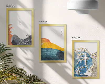 Bilderwand Wellen im japanischen Grafikstil