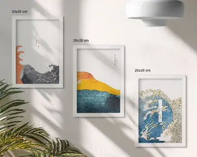 Bilderwand mit Wellen im japanischen Grafikstil