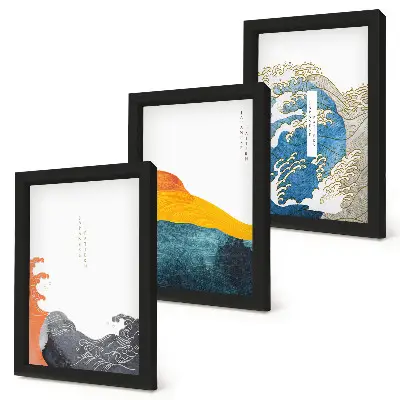 Bilderwand mit Wellen im japanischen Grafikstil