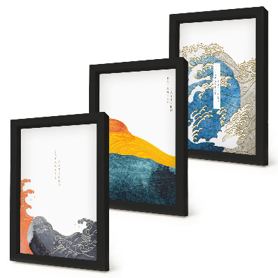Bilderwand Wellen im japanischen Grafikstil