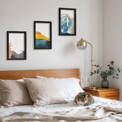 Bilderwand mit Wellen im japanischen Grafikstil