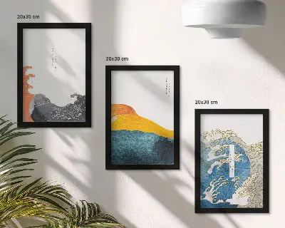 Bilderwand mit Wellen im japanischen Grafikstil