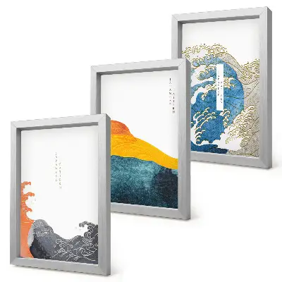 Bilderwand mit Wellen im japanischen Grafikstil