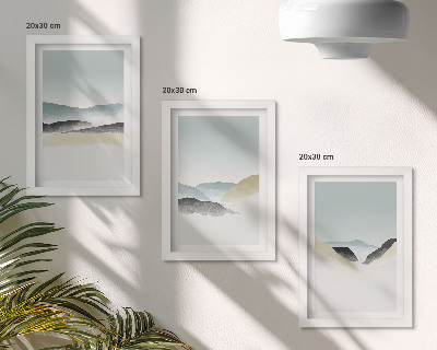 Bilderset mit rahmen Minimalistische Berge in zarten Pastelltönen