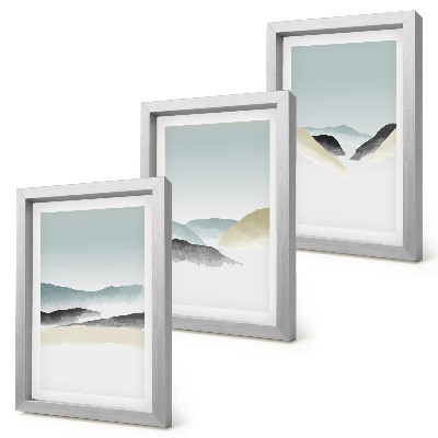 Bilderset mit rahmen Minimalistische Berge in zarten Pastelltönen