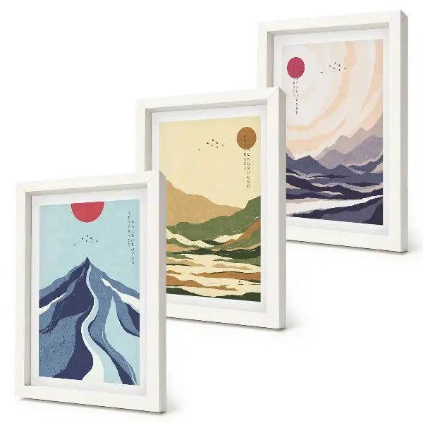 Fotowand Berge in Pastellfarben im Japandi-Stil