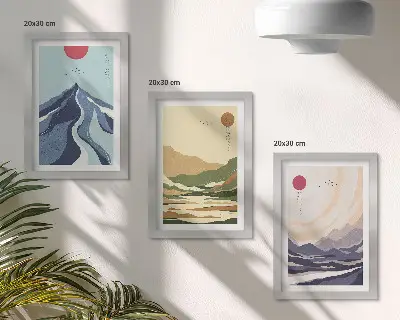 Fotowand Berge in Pastellfarben im Japandi-Stil