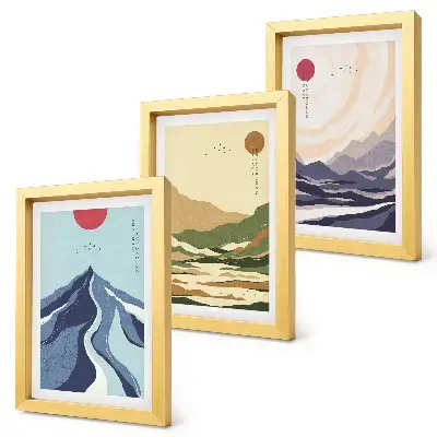 Fotowand Berge in Pastellfarben im Japandi-Stil