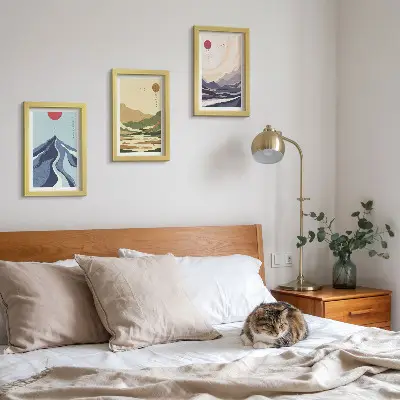 Fotowand Berge in Pastellfarben im Japandi-Stil
