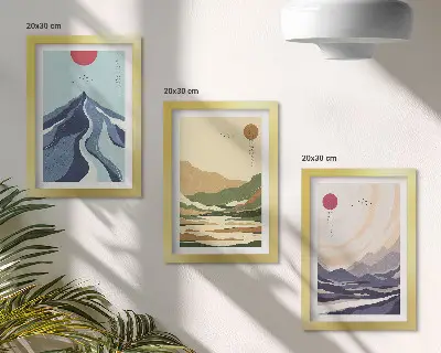 Fotowand Berge in Pastellfarben im Japandi-Stil