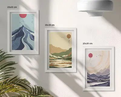 Fotowand Berge in Pastellfarben im Japandi-Stil
