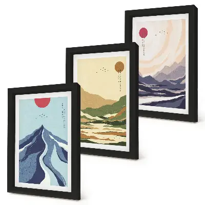 Fotowand Berge in Pastellfarben im Japandi-Stil