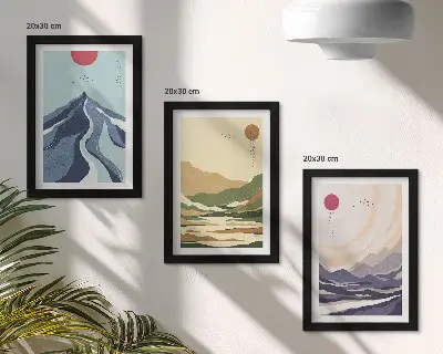 Fotowand Berge in Pastellfarben im Japandi-Stil
