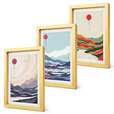 Bilderwand Japanische abstrakte Berglandschaften