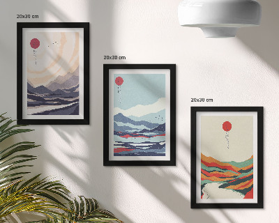 Bilderwand Japanische abstrakte Berglandschaften