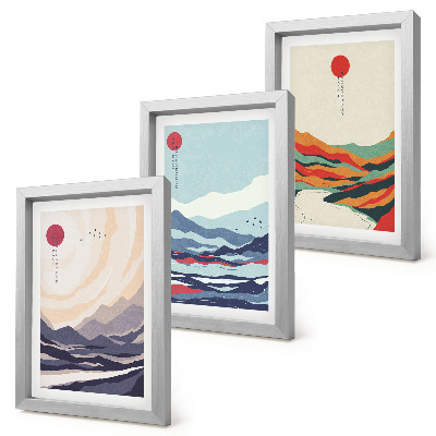 Bilderwand Japanische abstrakte Berglandschaften