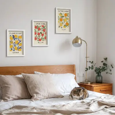 Blumenposter-Set mit Rahmen themenbezogen auf London, Mailand und Paris