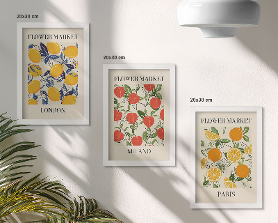 Bilderset mit rahmen Blumenposter in London, Mailand und Paris