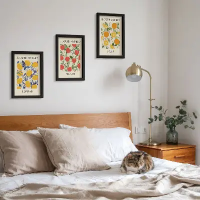 Blumenposter-Set mit Rahmen themenbezogen auf London, Mailand und Paris