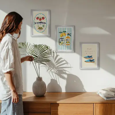 Bilderwand mit italienischen Aromen und Lebensart in farbenfrohen Motiven