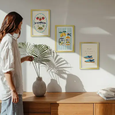 Bilderwand mit italienischen Aromen und Lebensart in farbenfrohen Motiven